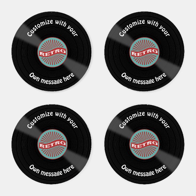 Customized Vinyl Record Coaster Set (Set)