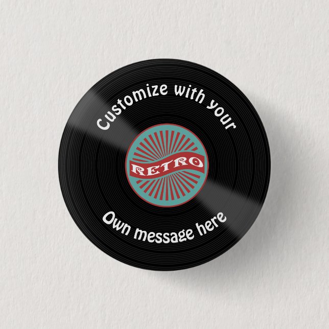 Customized Vinyl Record Pinback Button (Front)