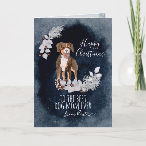 Customized Watercolor Entlebucher Mountain Dog  Holiday Card