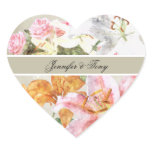 Customized Watercolor Lilies Heart Stickers