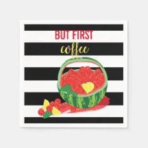 customized watermelon basket on striped background