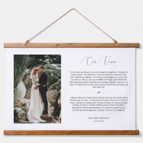 Customized Wedding Anniversary Photo  Vows Hanging Tapestry