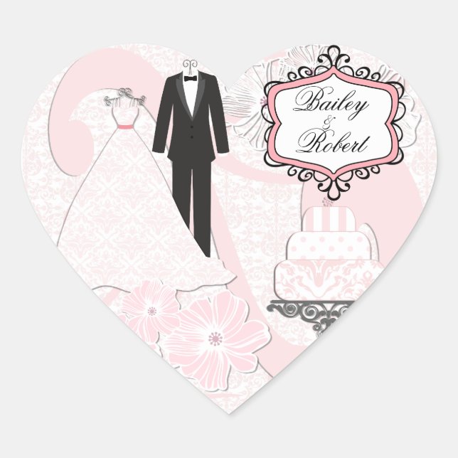 Customized Wedding Attire Heart Stickers (Front)