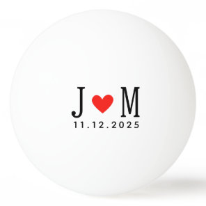 Customized wedding Couple Name Date Red Love Ping Pong Ball