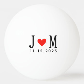 Customized wedding Couple Name Date Red Love Ping Pong Ball