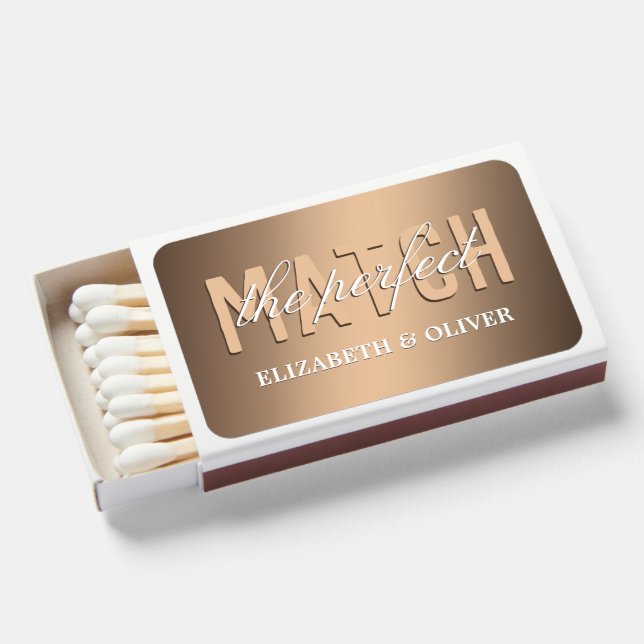 Customized Wedding Golden Matchboxes (Front Open)