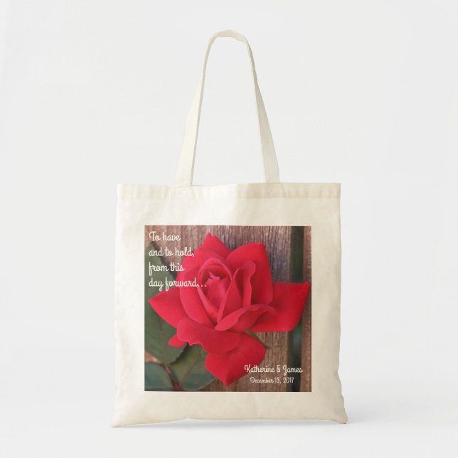 Customized Wedding Guest Welcome Bags, Rose Tote Bag (Front)