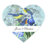 Customized Wedding Songbirds Heart Stickers