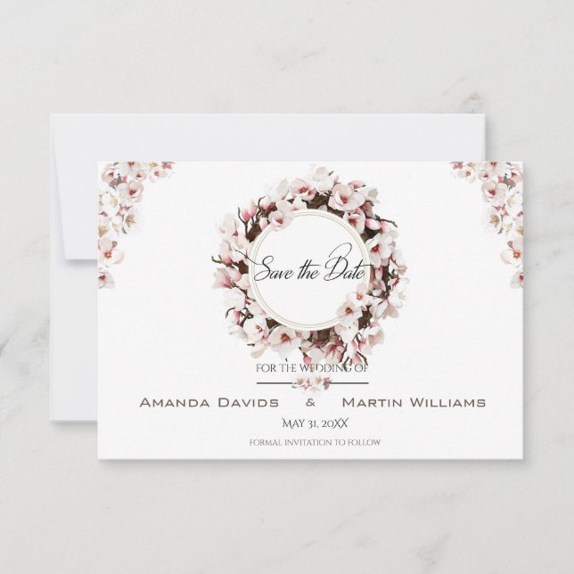 Customized Wedding Spring Blossom Save the Date (Front)