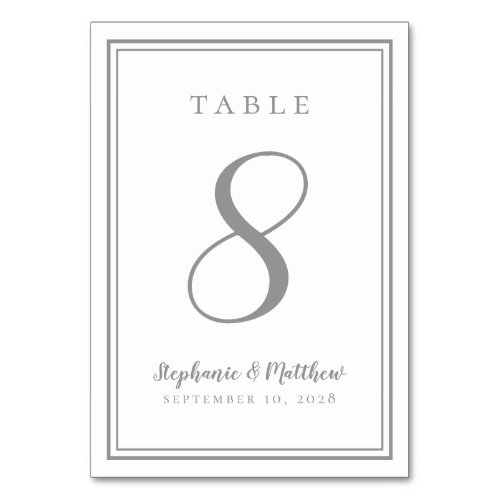 Customized Wedding Table Number Chic Gray