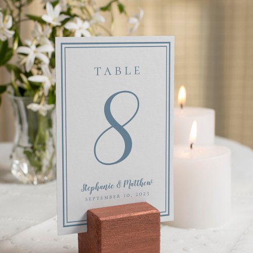 Customized Wedding Table Number Dusty Blue