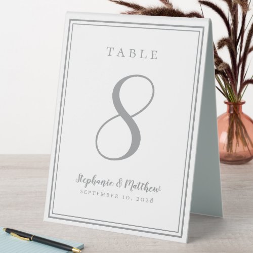 Customized Wedding Table Number Simple Chic Gray Table Tent Sign