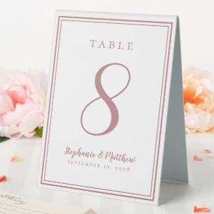 Customized Wedding Table Number Simple Dusty Rose Table Tent