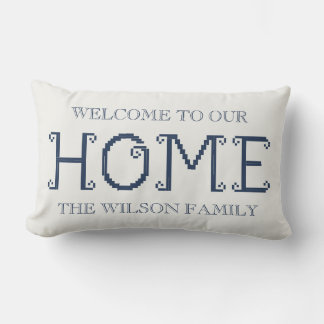 Customized "Welcome to Our Home" with Family Name Lumbar Pillow