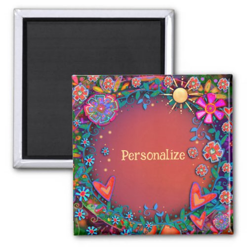 Customized Whimsical Pretty Floral Sunshine Magnet