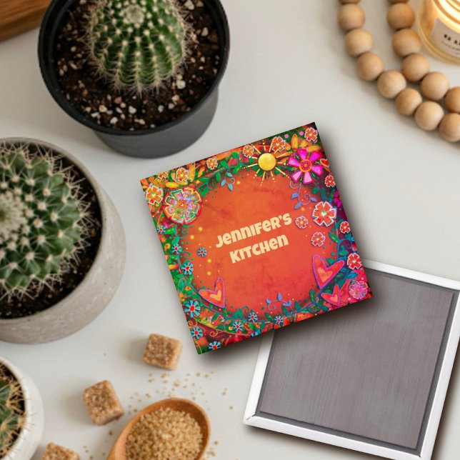 Customized Whimsical Pretty Floral Sunshine Magnet (Creator Uploaded)