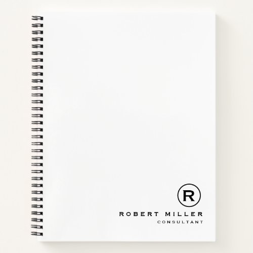 Customized White And Black Monogram Initial  Notebook
