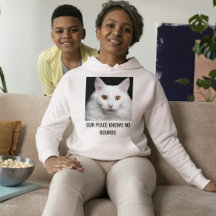 Customized White Cat Ash And Black Text Pet Photo
