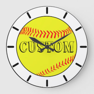 Customized White Softball Wall Clock