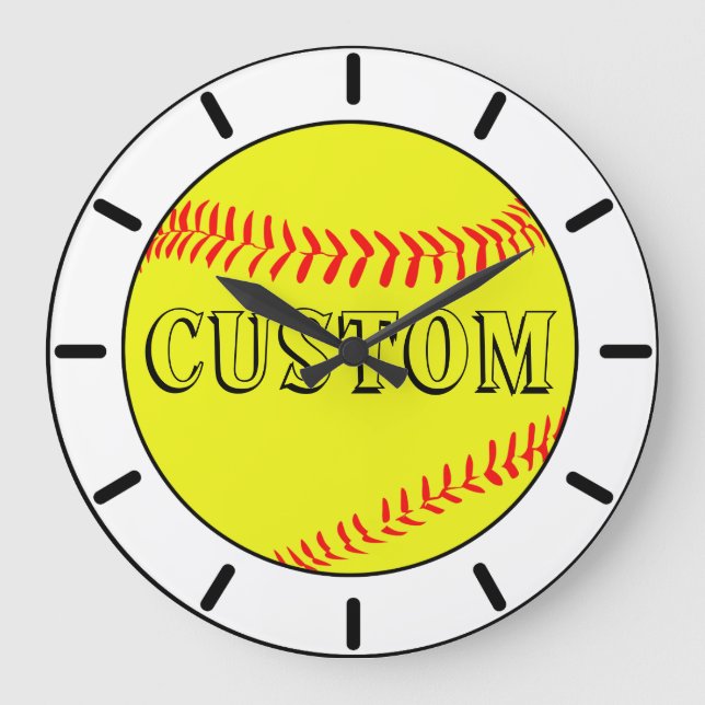 Customized White Softball Wall Clock (Front)