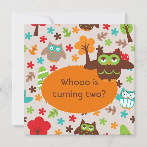 Customized Whoot Owl Birthday Invites