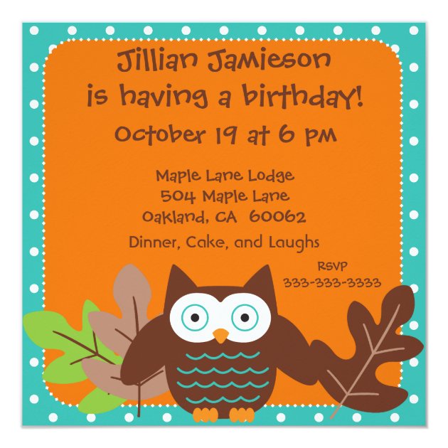 Customized Whoot Owl Birthday Invites
