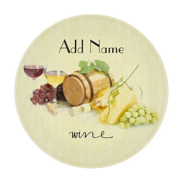 Customized Wine and Cheese Glass Cutting Board (Front)