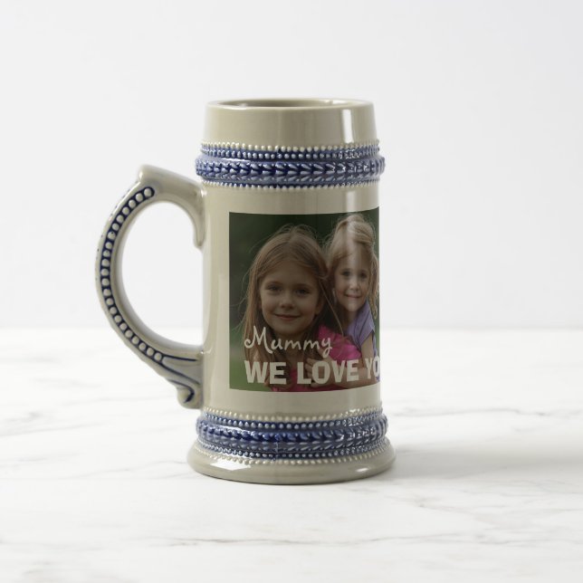 Customized with 2 and text beer stein (Left)
