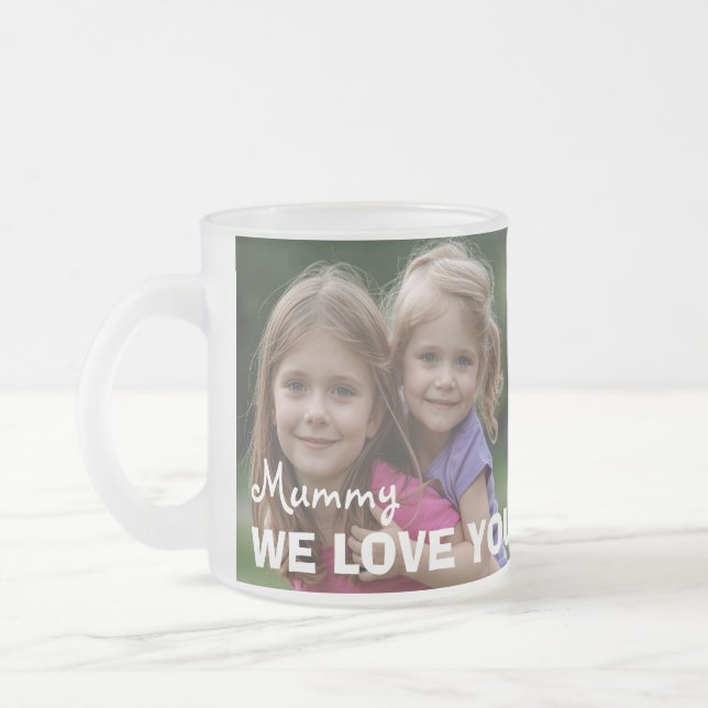 Customized with 2 and text frosted glass coffee mug (Left)