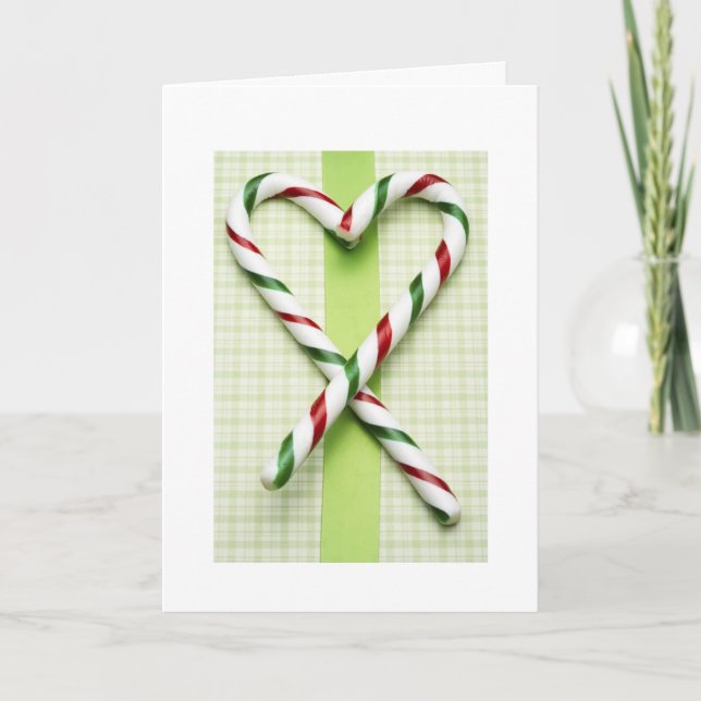 Customized Xmas Greeting Cards Candy Cane Hearts (Front)