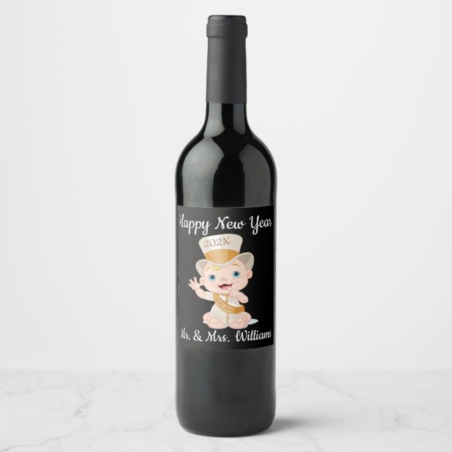 Customized Yearly New Year Baby  Wine Label (Front)