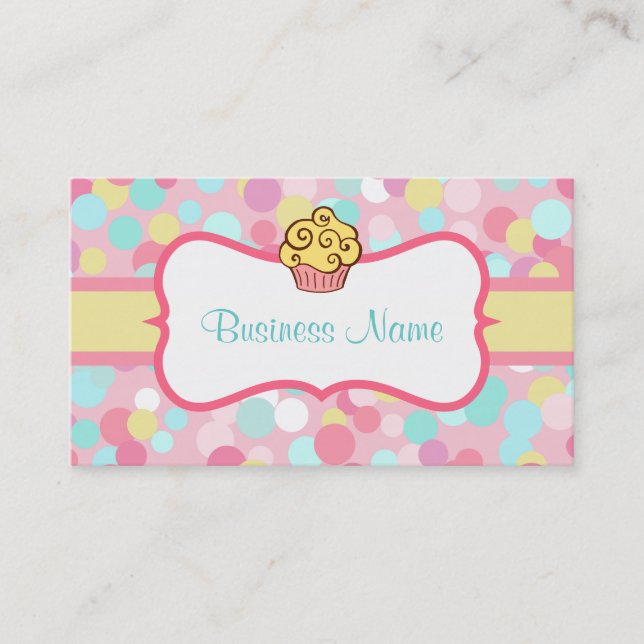 Customized Yellow Cupcake Business Card (Front)