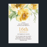 Customized Yellow Floral 16th Birthday Postcard<br><div class="desc">Cute,  girly,  and feminine yellow watercolor flowers and green leaves customized 16th birthday party invitation for teen girls.  You can change the text on this card for a birthday party for any age you are celebrating.</div>