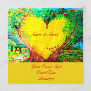 customized yellow heart invitation