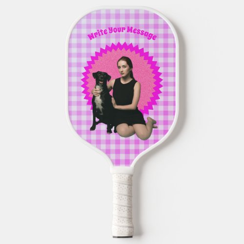 Customized Your Dog Photo Message Barbie Pickleball Paddle