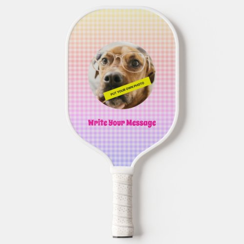 Customized Your Dog Photo Message PInk Pickleball Paddle