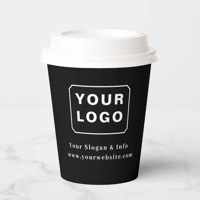 Customized Your Logo Stylish Minimal Business logo Paper Cups | Zazzle
