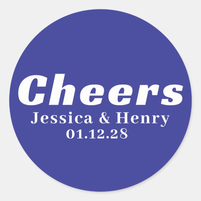 Customized Your Own Simple Stylish Minimal Wedding Classic Round Sticker (Front)