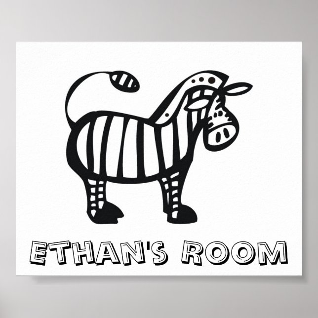 Customized Zebra Children's Room Poster (Front)