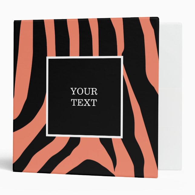 Customized Zebra Print Stripes Pattern 3 Ring Binder (Front/Inside)