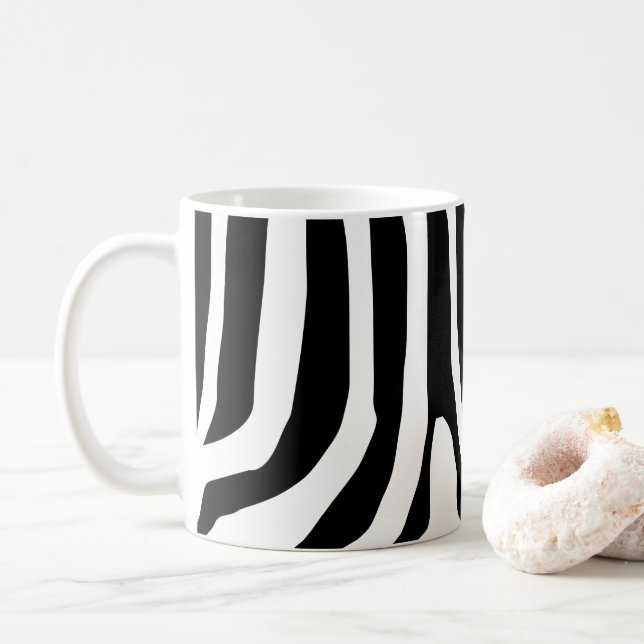 Customized Zebra Print Stripes Pattern Coffee Mug (With Donut)
