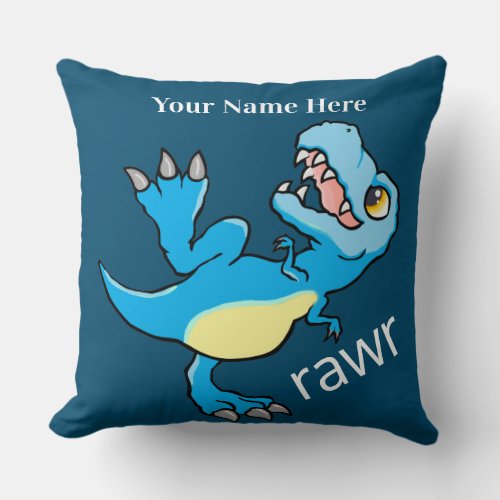 CustomName Dinosaur T Rex Rawr Tyrannosaurus Dino Throw Pillow