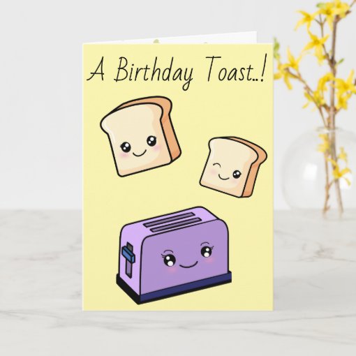 CustomText/ Birthday Kawaii Food Toast Cute Hearts Card | Zazzle