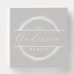 Custon Family name with curved pine accents Wooden Box Sign