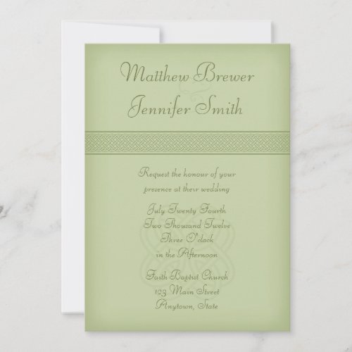 Custon Green Irish Celtic Knot Wedding Invitation