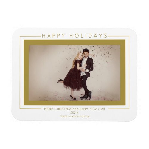 Custon Photo Christmas Chic Simple Typography Magnet