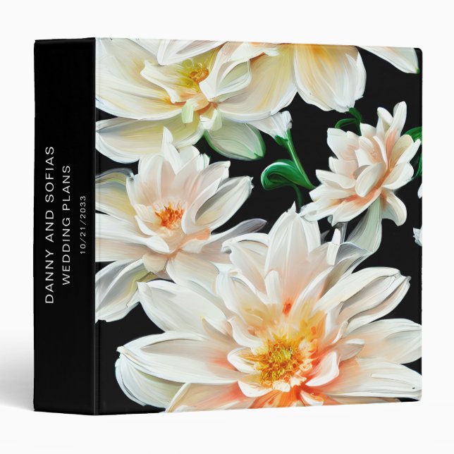 custon wedding plans floral modern elegant  3 ring binder (Front/Spine)