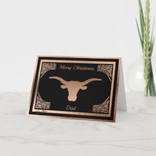 CUSTONALIZE LONGHORN STEER SILHOUETTE HOLIDAY CARD