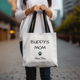 Custoomized Dog Mom with Paw Tote Bag