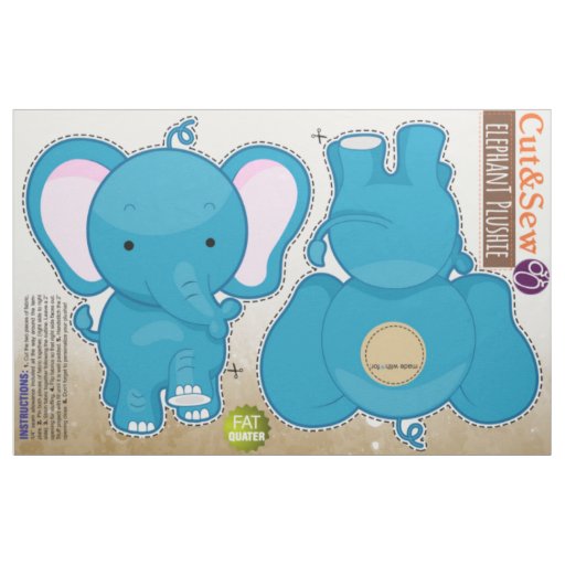 Cut and Sew: Blue Elephant Fabric